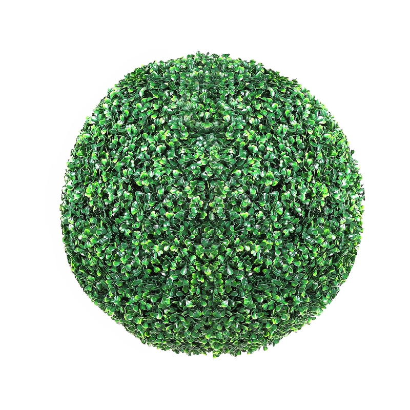 Zain Artificial Boxwood Topiary Balls- Set of 2- Lifelike Poly Silk 15 Inch