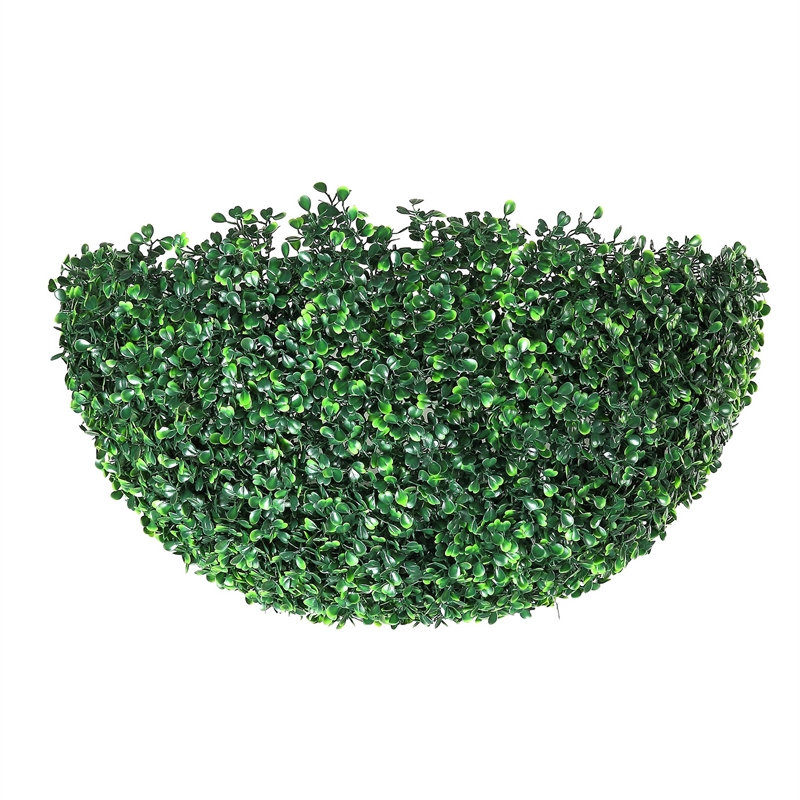 Zain Artificial Boxwood Topiary Balls- Set of 2- Lifelike Poly Silk 15 Inch