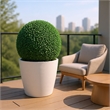 Zain Artificial Boxwood Topiary Balls- Set of 2- Lifelike Poly Silk 15 Inch