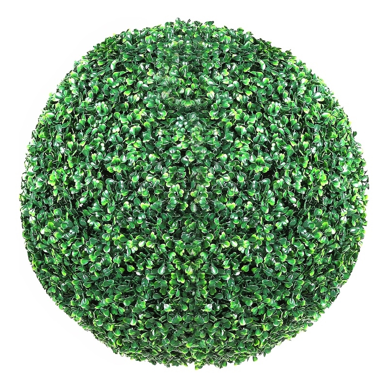 Zain Artificial Boxwood Topiary Balls- Set of 2- Lifelike Poly Silk 15 Inch