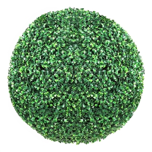 Zain Artificial Boxwood Topiary Balls- Set of 2- Lifelike Poly Silk 15 Inch