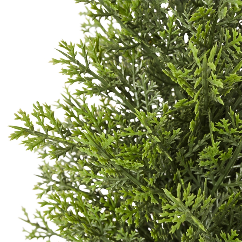 Arya Cedar Topiary Tree- Set of 2- Black Pot- Lifelike Poly Silk 48 Inch