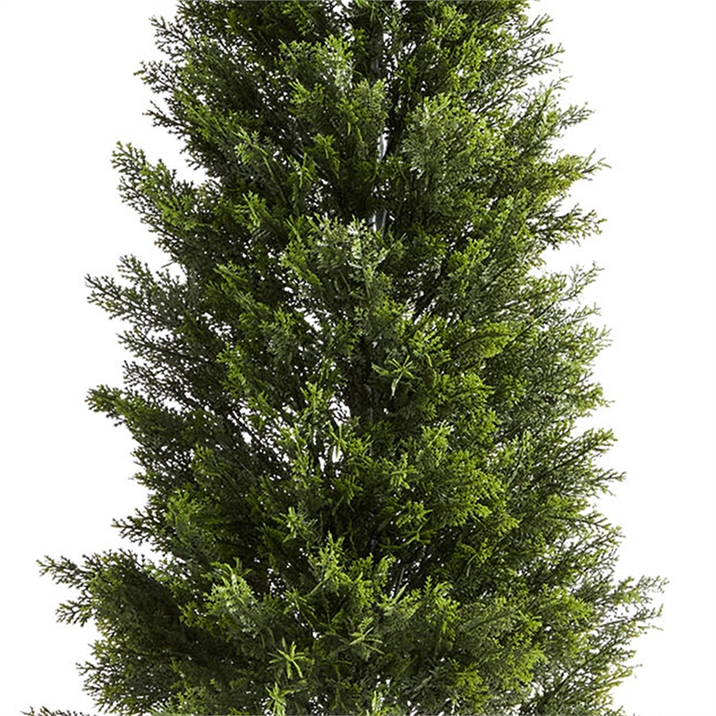 Arya Cedar Topiary Tree- Set of 2- Black Pot- Lifelike Poly Silk 48 Inch