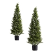 Arya Cedar Topiary Tree- Set of 2- Black Pot- Lifelike Poly Silk 48 Inch