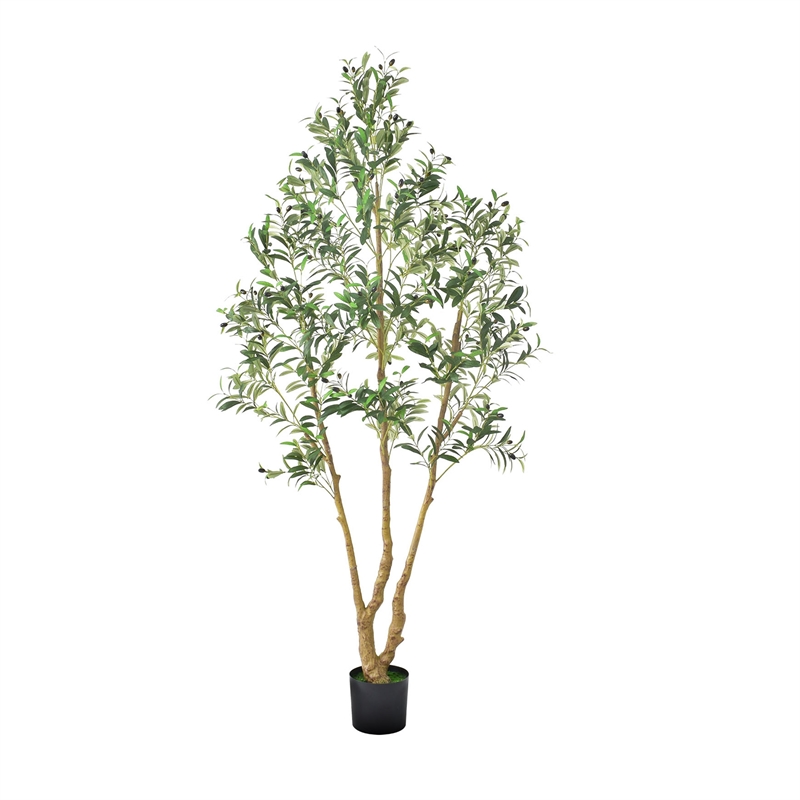 Artificial Olive Tree w Rubber Silk Leaves- Lifelike Poly Silk 84 Inch