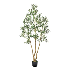 Artificial Olive Tree w Rubber Silk Leaves- Lifelike Poly Silk 84 Inch
