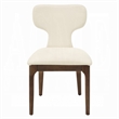 Mopa Side Chair Set of 2- Beige Chenille- Oak Brown Wood Frame- Low Back
