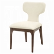 Mopa Side Chair Set of 2- Beige Chenille- Oak Brown Wood Frame- Low Back