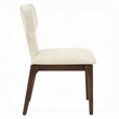 Mopa Side Chair Set of 2- Beige Chenille- Oak Brown Wood Frame- Low Back