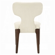 Mopa Side Chair Set of 2- Beige Chenille- Oak Brown Wood Frame- Low Back