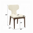 Mopa Side Chair Set of 2- Beige Chenille- Oak Brown Wood Frame- Low Back