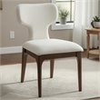 Mopa Side Chair Set of 2- Beige Chenille- Oak Brown Wood Frame- Low Back