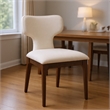 Mopa Side Chair Set of 2- Beige Chenille- Oak Brown Wood Frame- Low Back