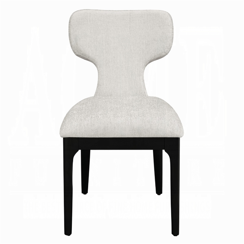 Mopa Side Chair Set of 2- Gray Chenille- Black Wood Frame- Low Back