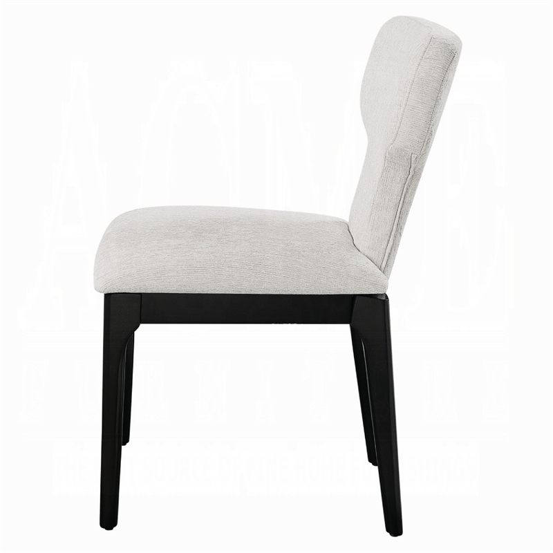 Mopa Side Chair Set of 2- Gray Chenille- Black Wood Frame- Low Back