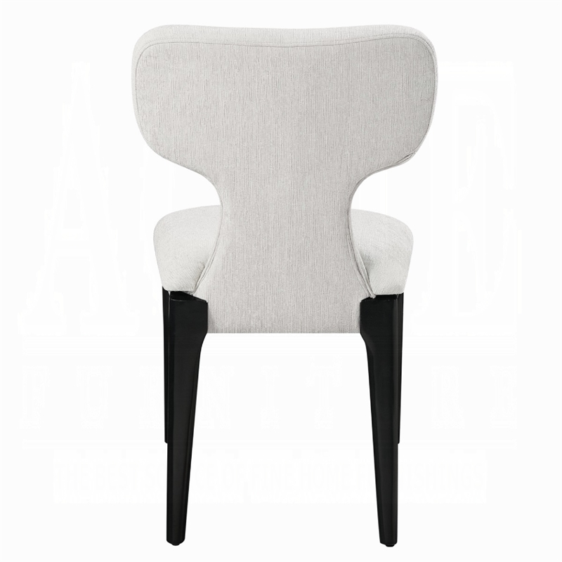 Mopa Side Chair Set of 2- Gray Chenille- Black Wood Frame- Low Back