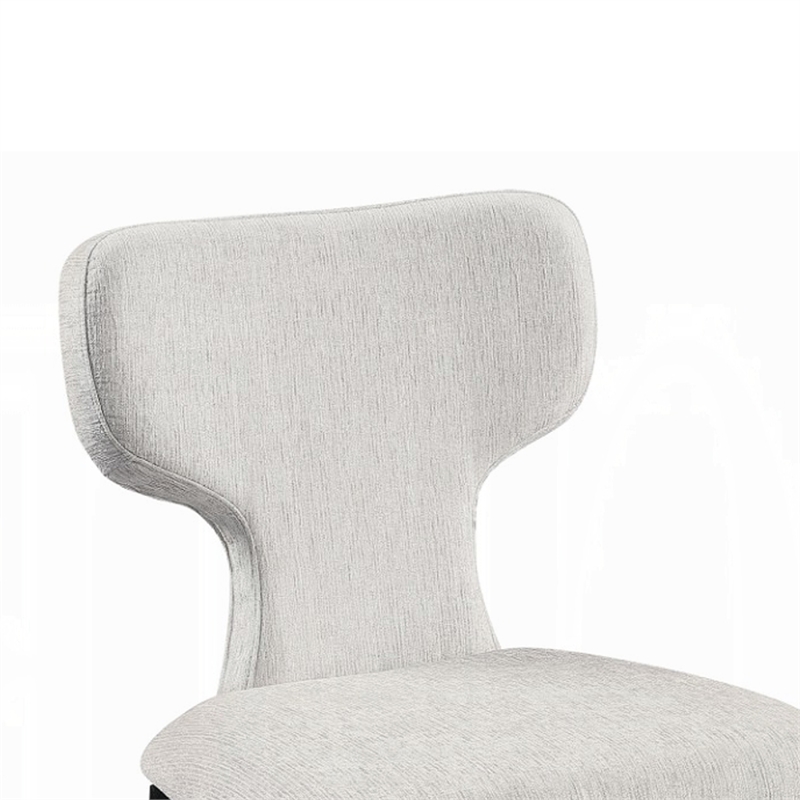 Mopa Side Chair Set of 2- Gray Chenille- Black Wood Frame- Low Back