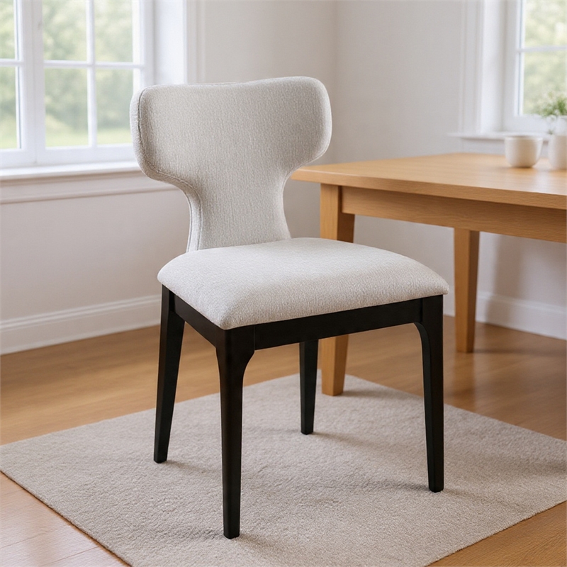 Mopa Side Chair Set of 2- Gray Chenille- Black Wood Frame- Low Back