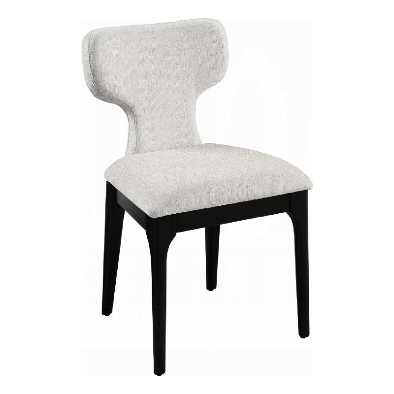Mopa Side Chair Set of 2- Gray Chenille- Black Wood Frame- Low Back