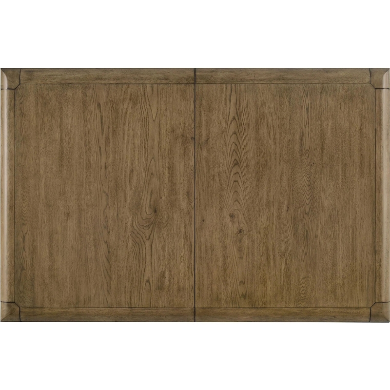 Rell Dining Table w Leaf- Knotty Oak Veneer Top- Antique Brown 64-82 Inch