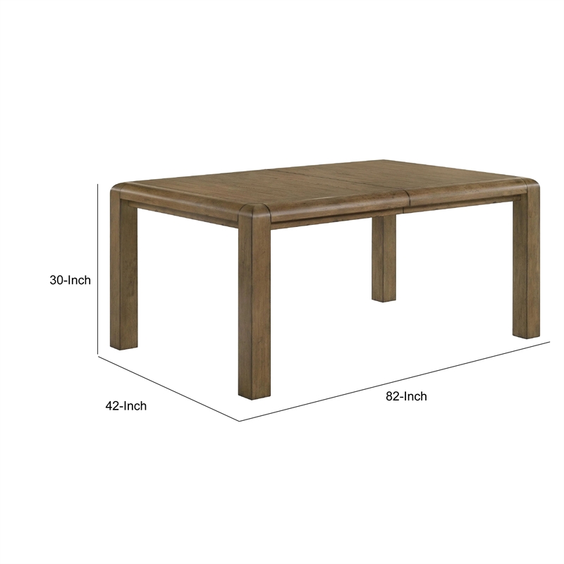 Rell Dining Table w Leaf- Knotty Oak Veneer Top- Antique Brown 64-82 Inch