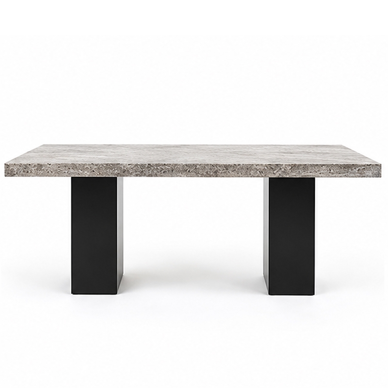 Mali Dining Bench- Cushioned Seat - Dove Gray Fabric- Dark Brown 40 Inch