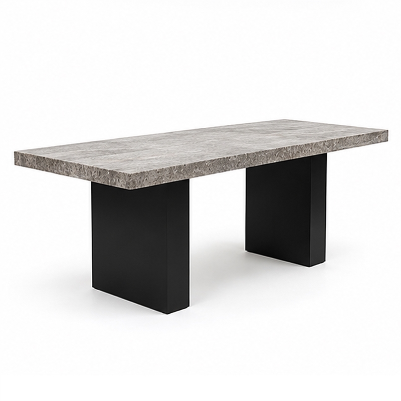 Mali Dining Bench- Cushioned Seat - Dove Gray Fabric- Dark Brown 40 Inch