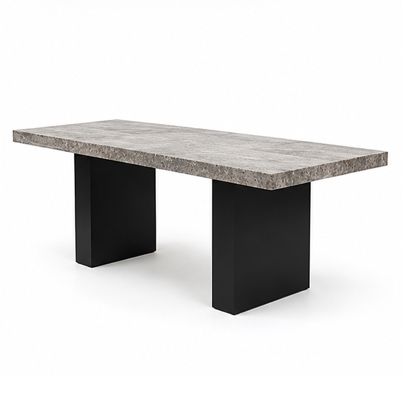 Mali Dining Bench- Cushioned Seat - Dove Gray Fabric- Dark Brown 40 Inch