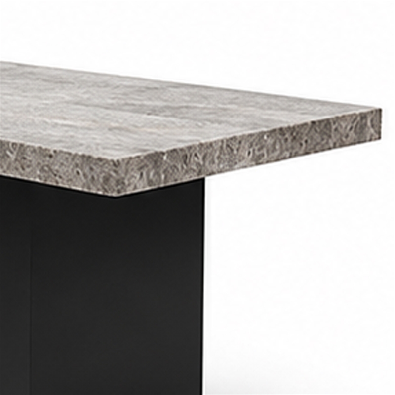 Mali Dining Bench- Cushioned Seat - Dove Gray Fabric- Dark Brown 40 Inch