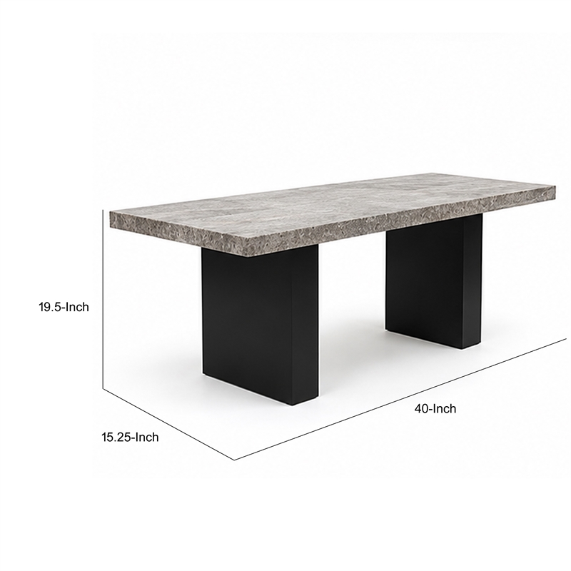 Mali Dining Bench- Cushioned Seat - Dove Gray Fabric- Dark Brown 40 Inch