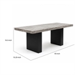 Mali Dining Bench- Cushioned Seat - Dove Gray Fabric- Dark Brown 40 Inch
