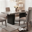 Mali Dining Bench- Cushioned Seat - Dove Gray Fabric- Dark Brown 40 Inch