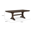 Mali Dining Table w Butterfly Leaf- Trestle Base- Dark Brown 64-82 Inch
