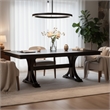 Mali Dining Table w Butterfly Leaf- Trestle Base- Dark Brown 64-82 Inch