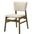 Stan Dining Chair Set of 2- Noble Platinum Beige Fabric- Walnut Brown