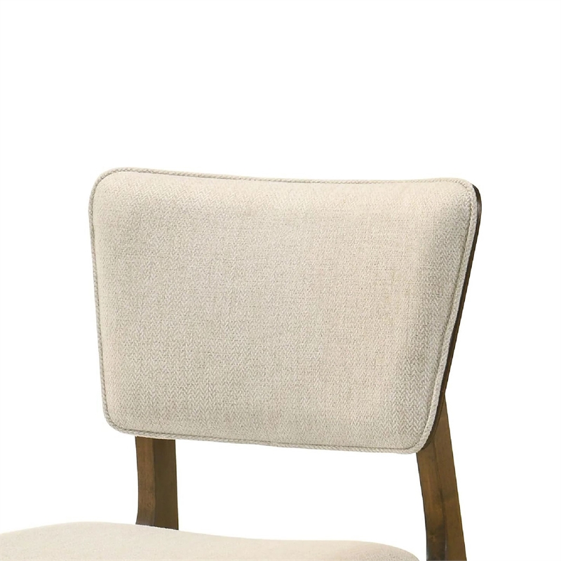 Stan Dining Chair Set of 2- Noble Platinum Beige Fabric- Walnut Brown