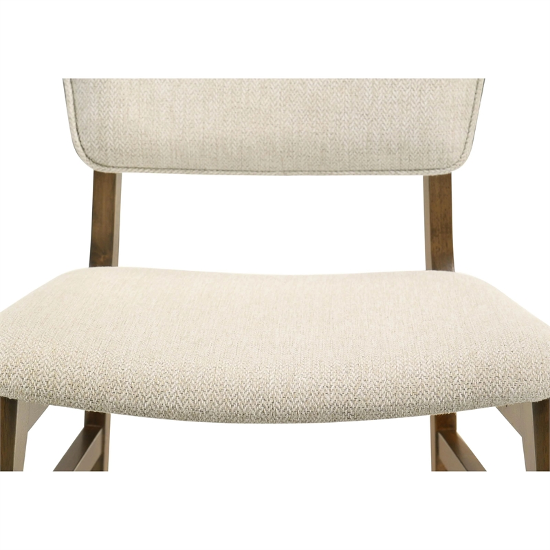 Stan Dining Chair Set of 2- Noble Platinum Beige Fabric- Walnut Brown