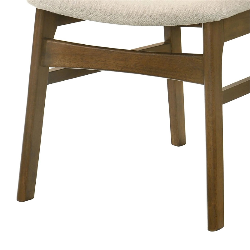 Stan Dining Chair Set of 2- Noble Platinum Beige Fabric- Walnut Brown