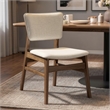 Stan Dining Chair Set of 2- Noble Platinum Beige Fabric- Walnut Brown
