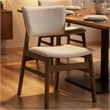 Stan Dining Chair Set of 2- Noble Platinum Beige Fabric- Walnut Brown