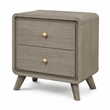 Reny Nightstand- 2 Drawers- Rounded Edges- Gold Knobs- Rustic Gray Wood
