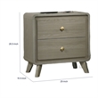Reny Nightstand- 2 Drawers- Rounded Edges- Gold Knobs- Rustic Gray Wood