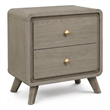 Reny Nightstand- 2 Drawers- Rounded Edges- Gold Knobs- Rustic Gray Wood
