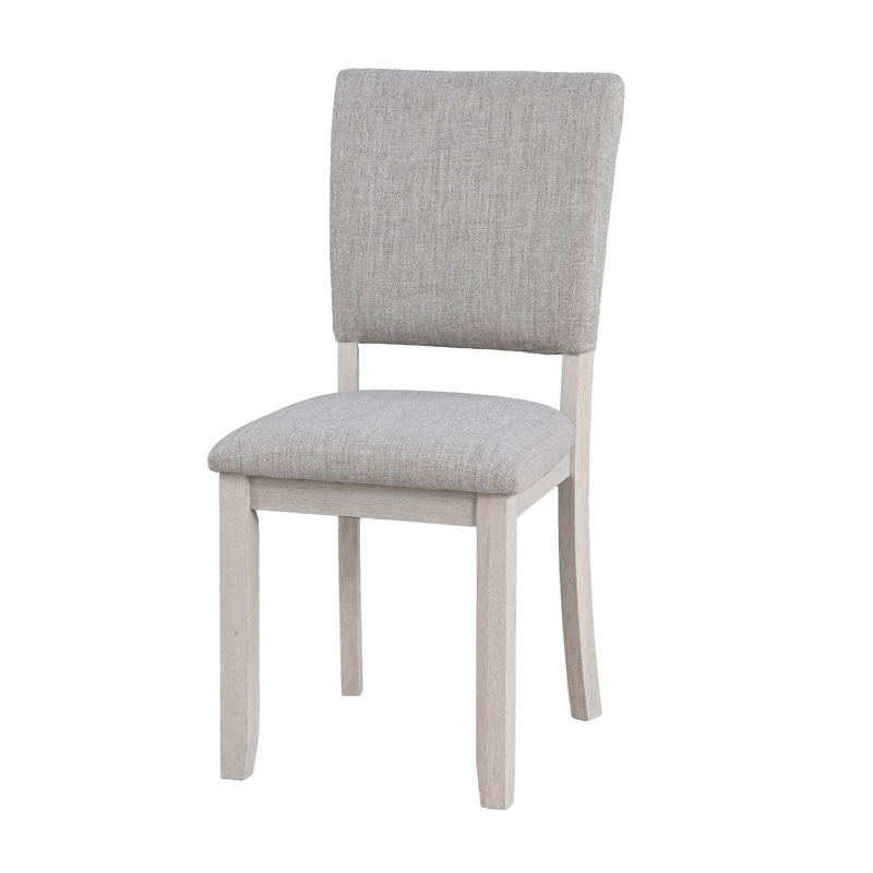 Sesa 4pc Dining Chair Set- Gray Upholstered Seat and Back- White Wood