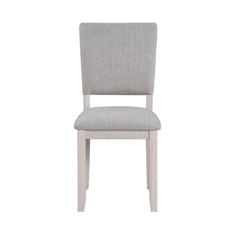 Sesa 4pc Dining Chair Set- Gray Upholstered Seat and Back- White Wood