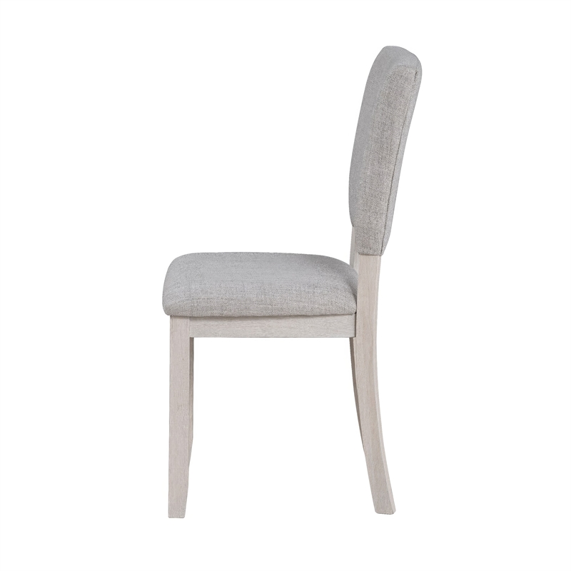 Sesa 4pc Dining Chair Set- Gray Upholstered Seat and Back- White Wood