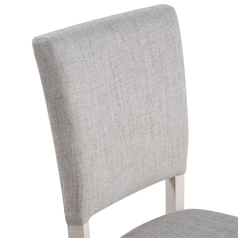Sesa 4pc Dining Chair Set- Gray Upholstered Seat and Back- White Wood