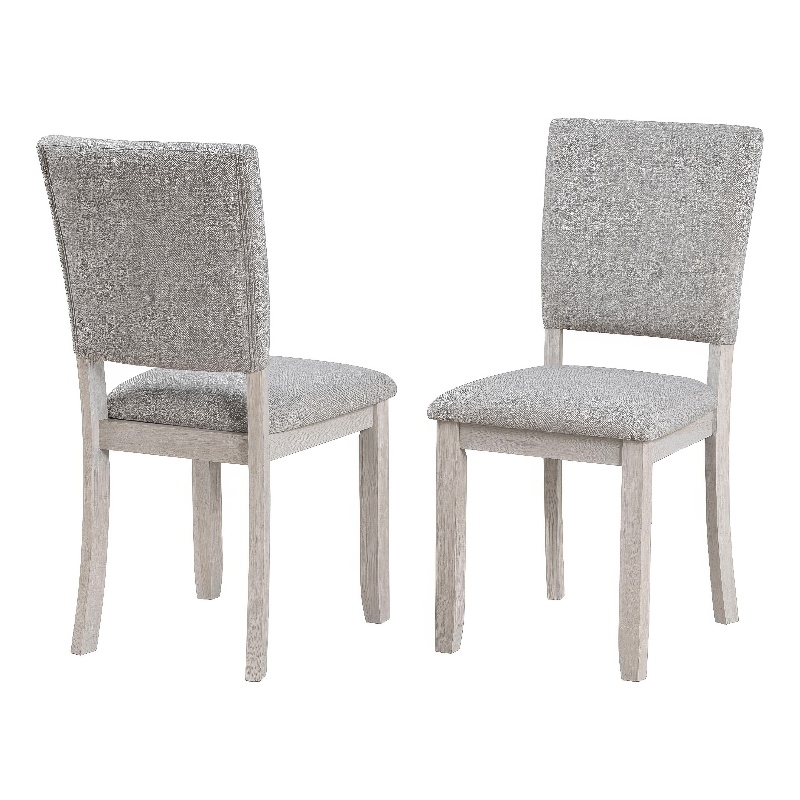 Sesa 4pc Dining Chair Set- Gray Upholstered Seat and Back- White Wood