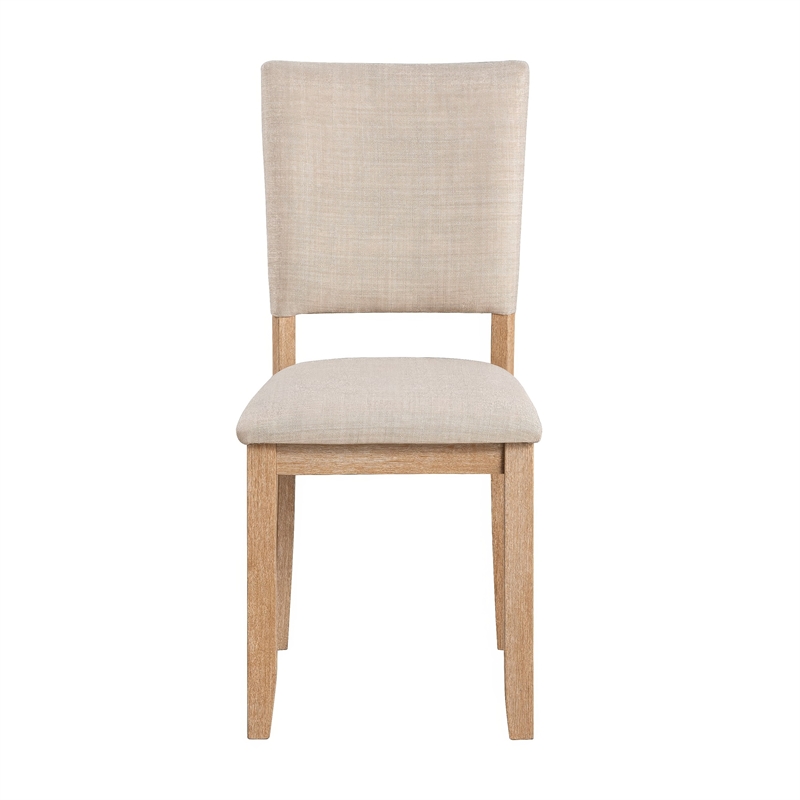 Sesa 4pc Dining Chair Set- Gray Upholstered Seat and Back- Natural Brown