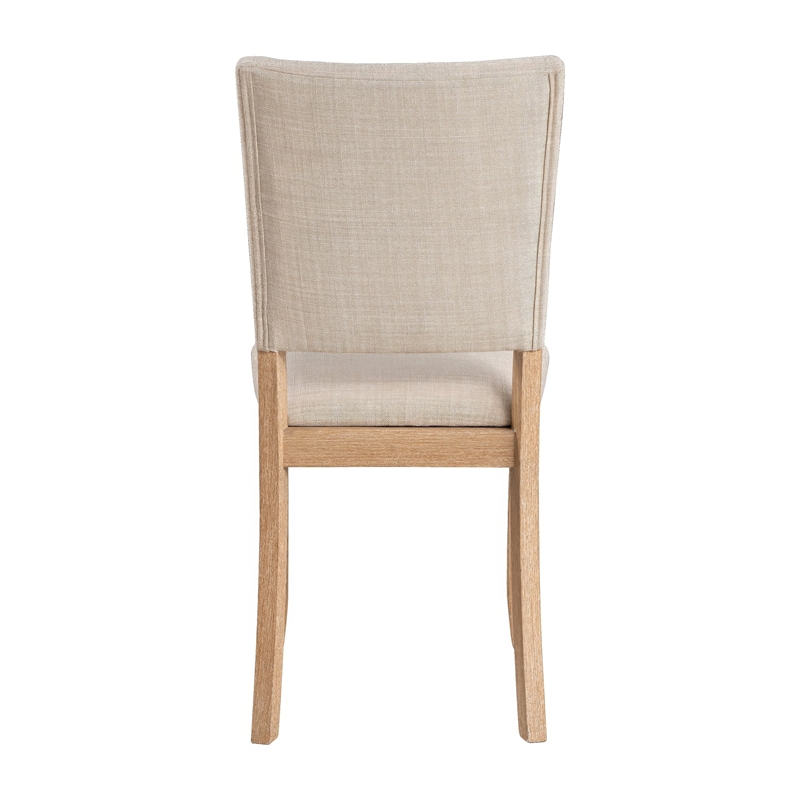 Sesa 4pc Dining Chair Set- Gray Upholstered Seat and Back- Natural Brown